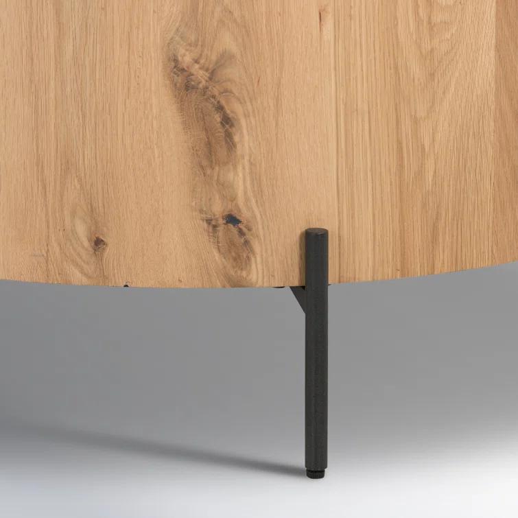 Light Oak and Gunmetal Round Coffee Table