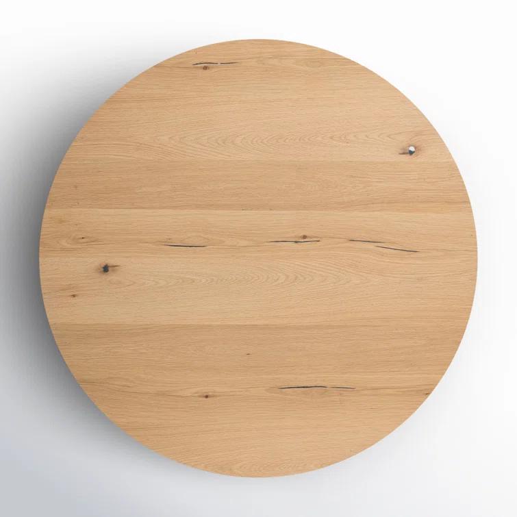 Light Oak and Gunmetal Round Coffee Table