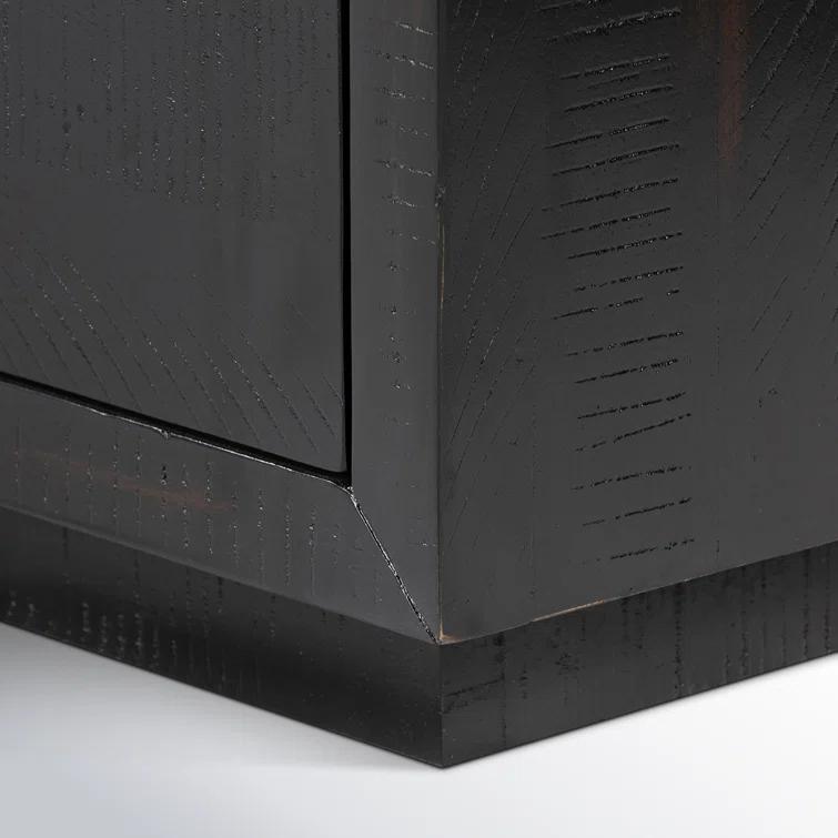 Suki Black 3-Drawer Nightstand with Metal Handles