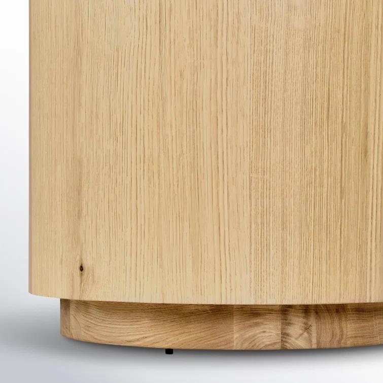 Natural Oak Round Plinth Base Accent Table
