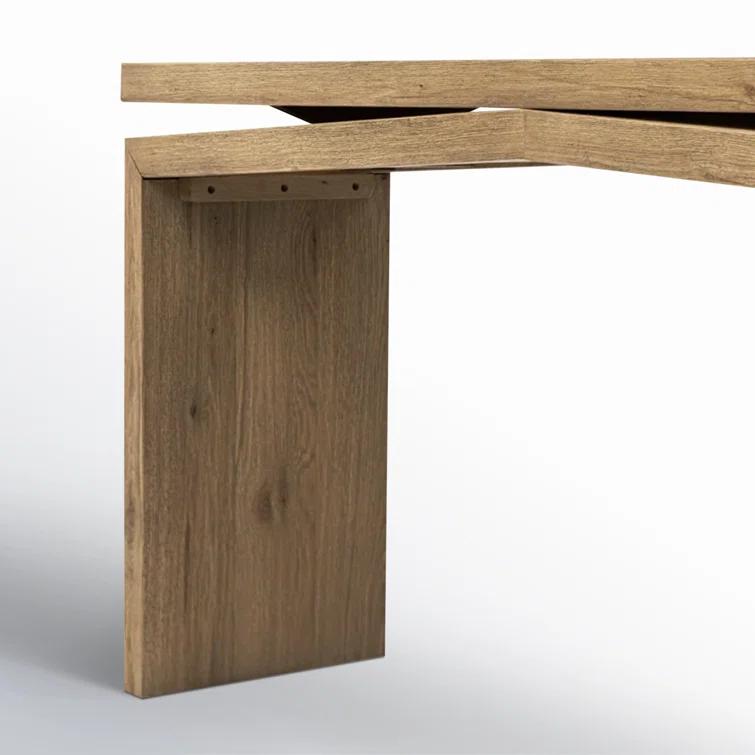 Worn Oak Veneer Console Table with Floating Construction