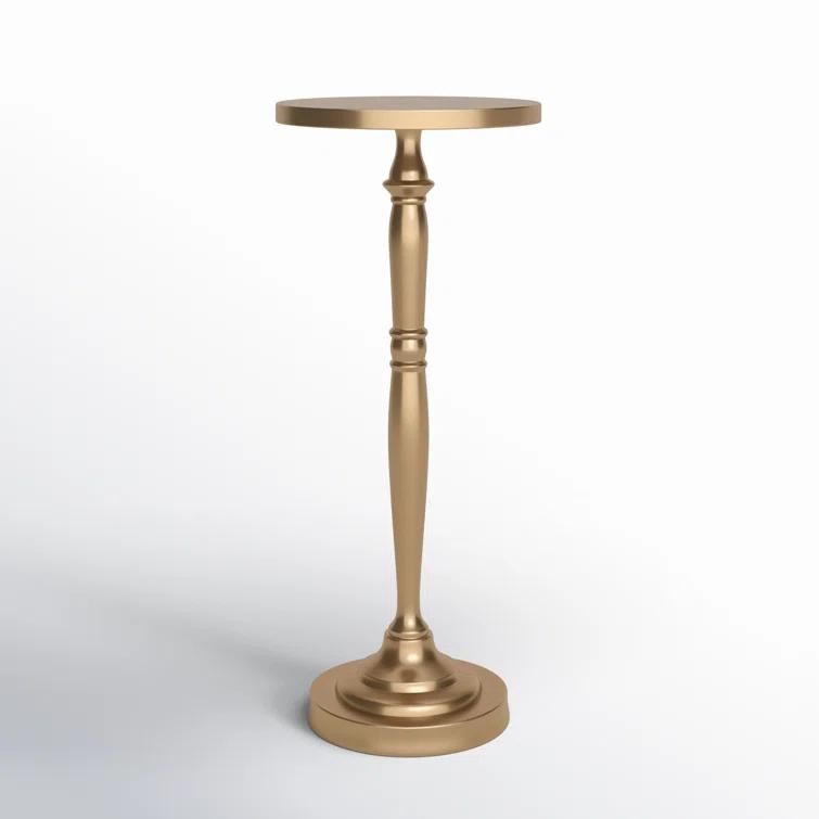 Langford Round Black and Gold Metal Side Table