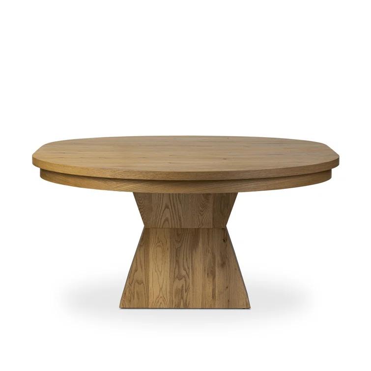 Hermoza Extendable Round Dining Table - Natural Oak