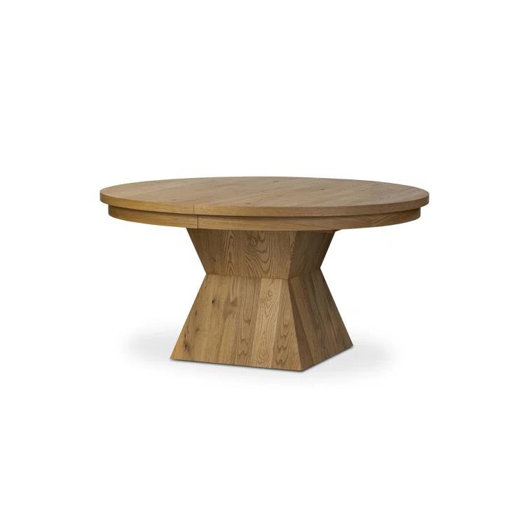 Hermoza Extendable Round Dining Table - Natural Oak