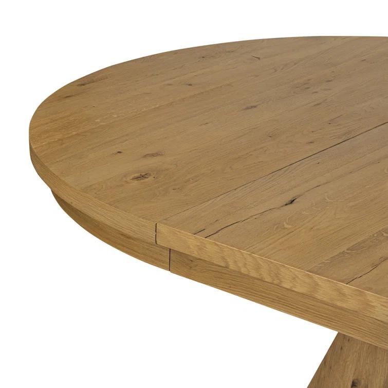 Hermoza Extendable Round Dining Table - Natural Oak