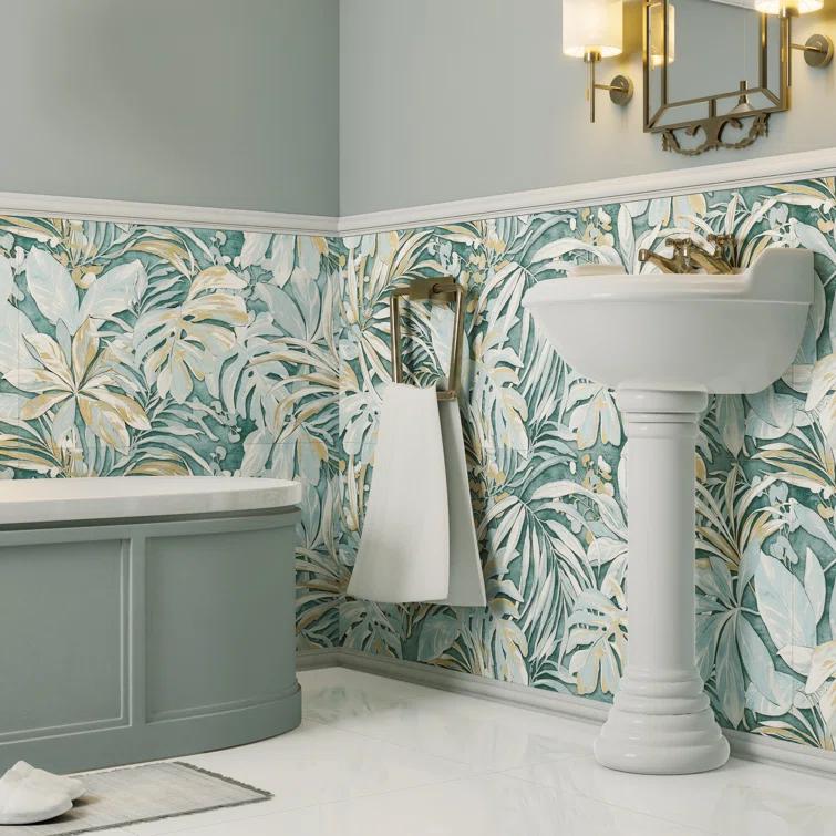 Parete Tropici 24" x 47" Porcelain Natural / Floral Wall & Floor Tile