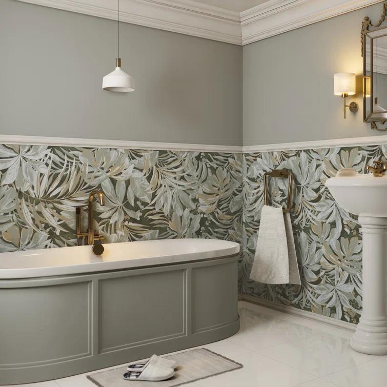Parete Tropici 24" x 47" Porcelain Natural / Floral Wall & Floor Tile