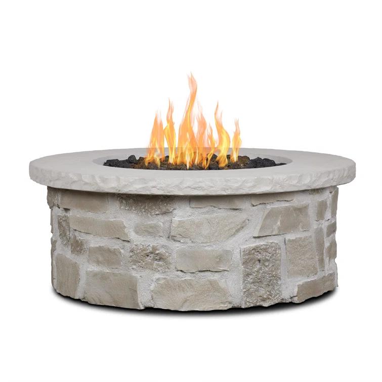 Real Flame Scottsdale 40" Round Stone Propane Fire Pit Table By Real Flame