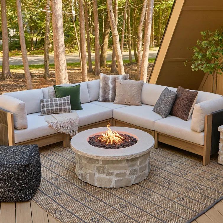 Real Flame Scottsdale 40" Round Stone Propane Fire Pit Table By Real Flame