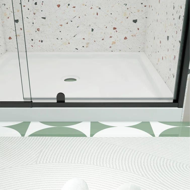 38-42" W x 71" H Flush Glass Shower Door Reversible Installation