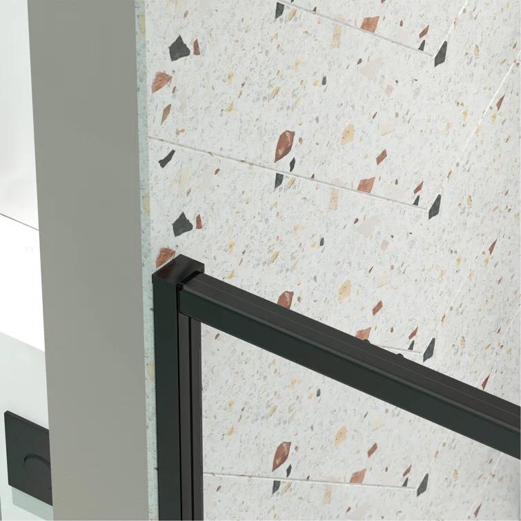 38-42" W x 71" H Flush Glass Shower Door Reversible Installation