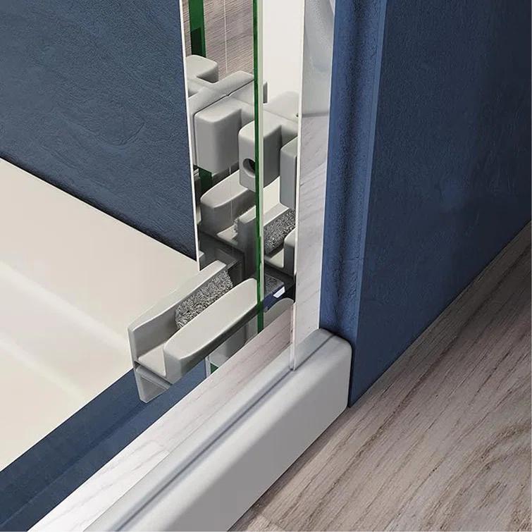 VODYXSEP Sliding Shower Glass Door 56-60 In. W X 72 In. H, Adjustable Semi Frameless Shower Door, Certified Thick Clear Clear Tempered Glass, 304 Stainless Steel Handles Y4VO-W2269P144322