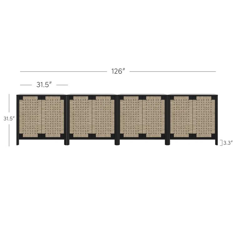 Nathan James Rustic Wood TV Stand Cabinet With Seagrass Door Panels