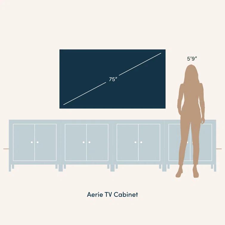 Nathan James Rustic Wood TV Stand Cabinet With Seagrass Door Panels