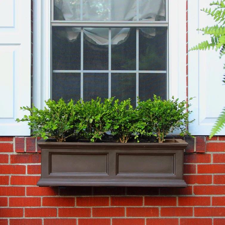 The Anastasiya Resin Window Box Planter with Water Reservoir