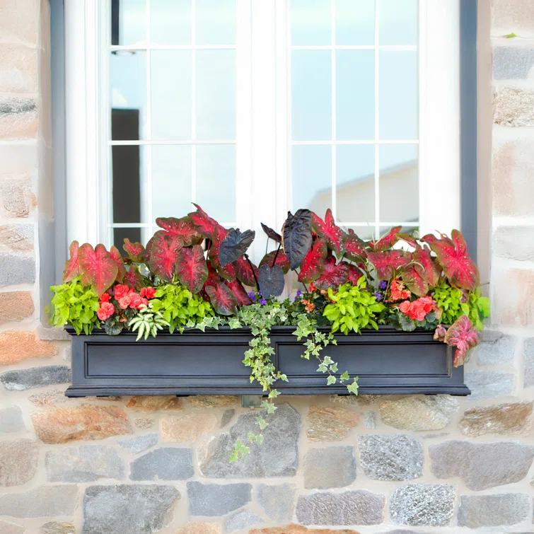 The Anastasiya Resin Window Box Planter with Water Reservoir