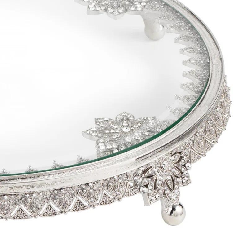 Silver Glass Windsor Cake Stand with Decorative Trim
