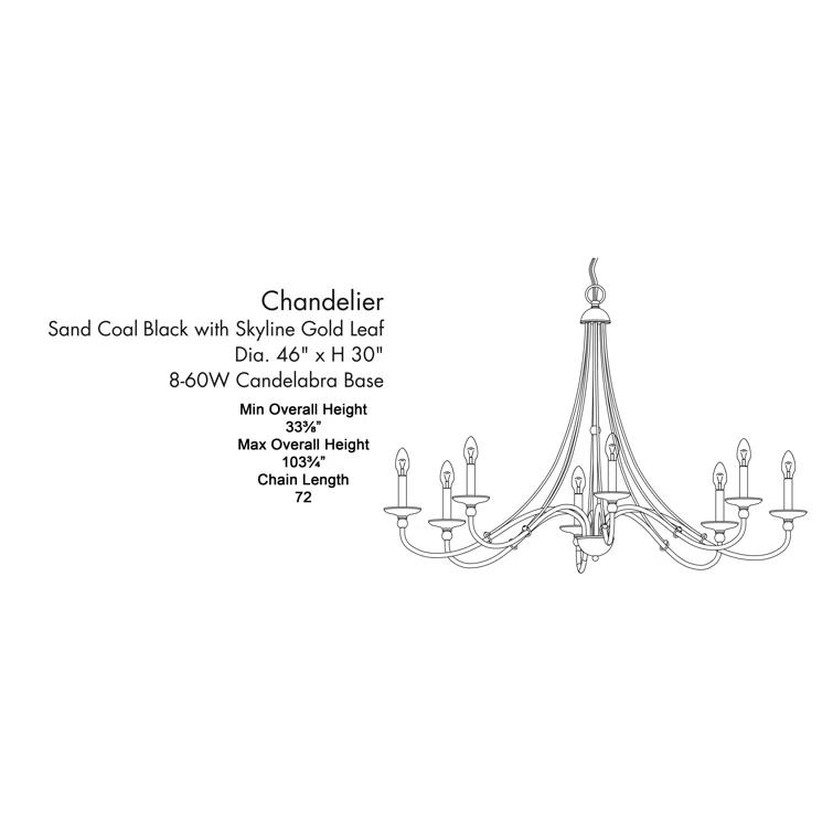 Westchester County Sand Coal and Skyline Gold Leaf 8-Light Chandelier