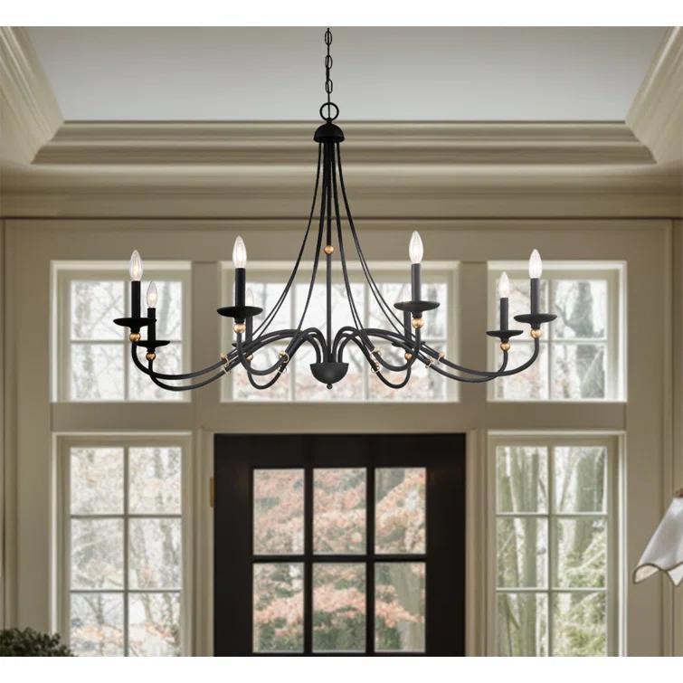 Westchester County Sand Coal and Skyline Gold Leaf 8-Light Chandelier