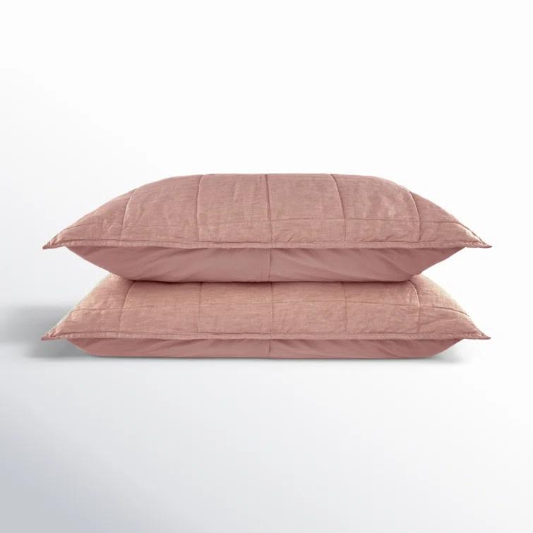 French Linen Box Stitch Quilted Sham Set