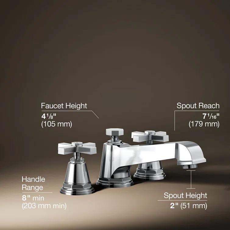 Pinstripe® Pure Deck-Mount Bath Faucet Trim for High-Flow Valve with Cross Handles, Valve Not Included