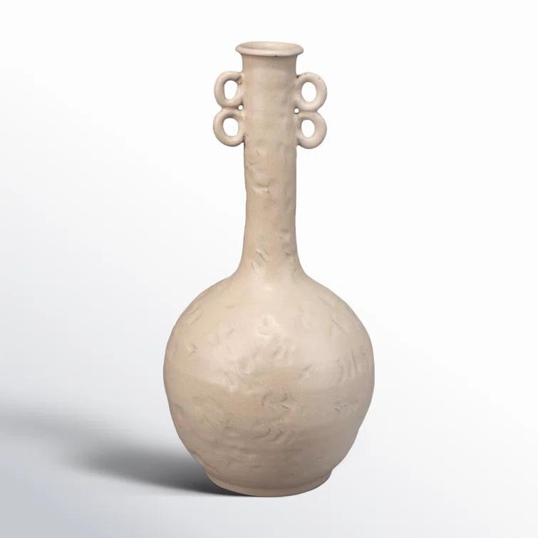 Jamie Young Co Large Transitional Ceramic Babar Vase in Beige