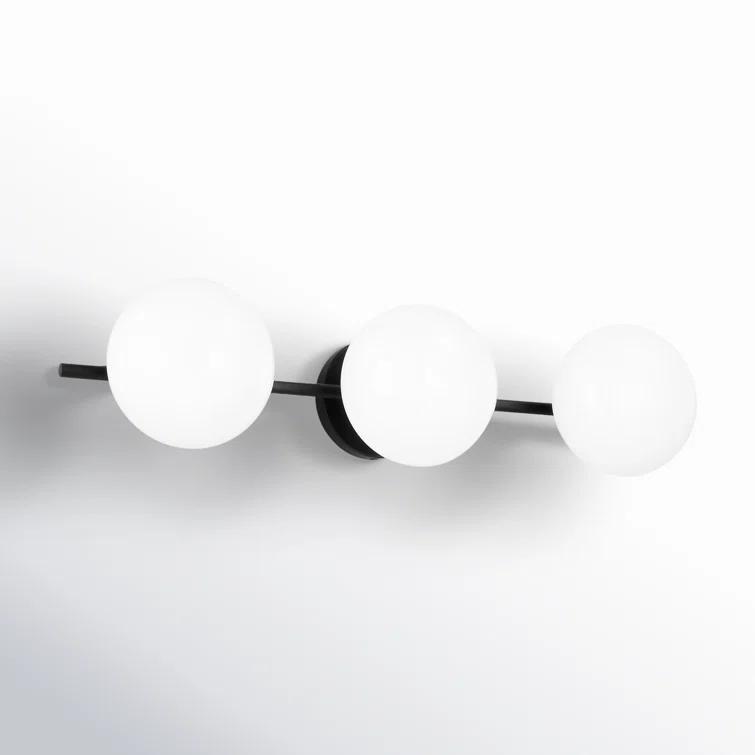 Aged Iron and Milk White Glass 3-Light Vanity Fixture
