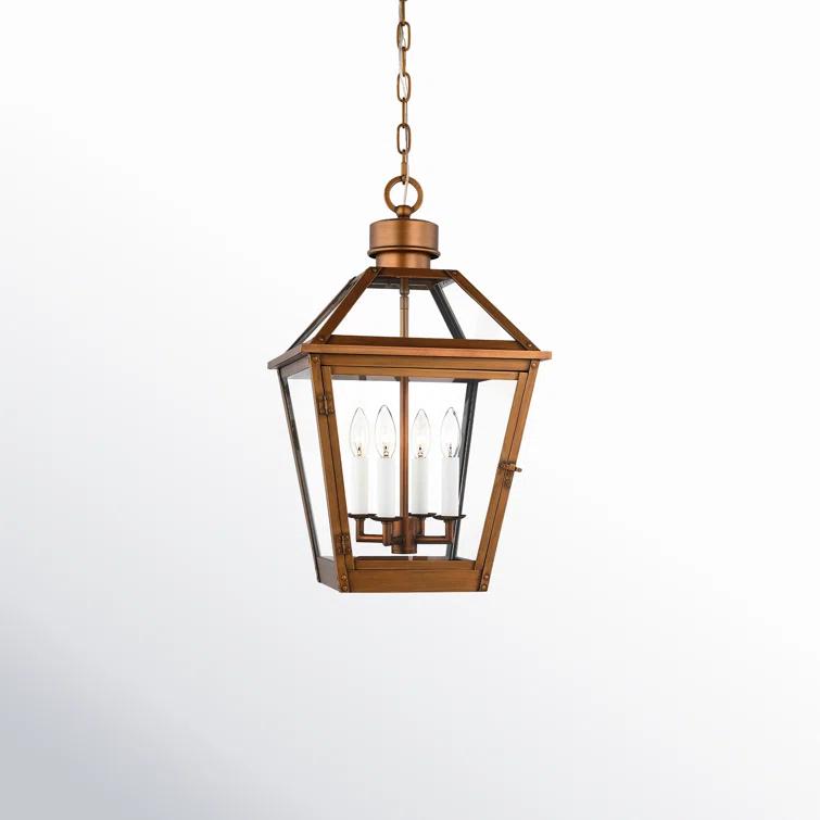 Hyannis 24" Classic Copper LED Outdoor Lantern with Glass Panels