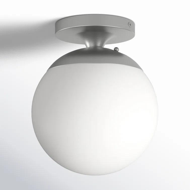 Satin Aluminum 8" Globe Semi Flush Mount Light