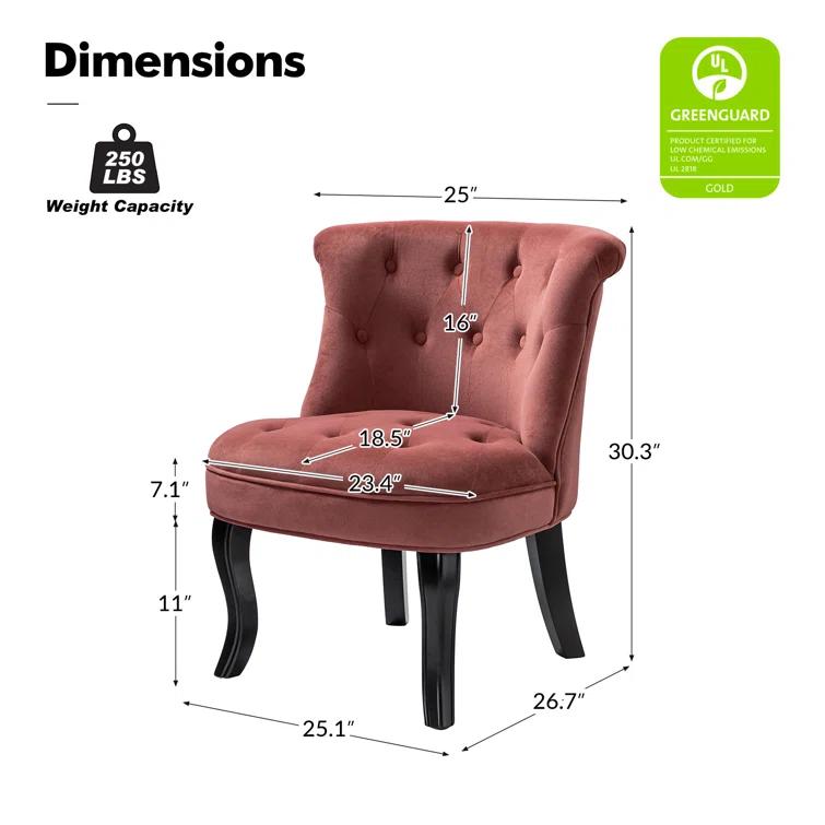 Grenier Traditional Velvet Upholstered Wingback Side Chair with Button-Tufted
