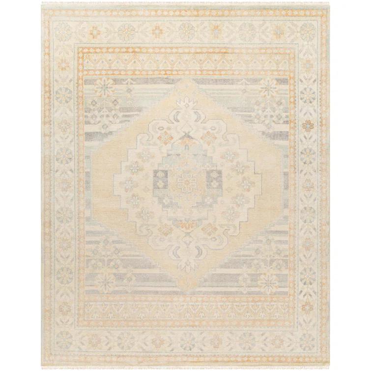 Gray Hand-Knotted Wool and Viscose Rectangular Area Rug