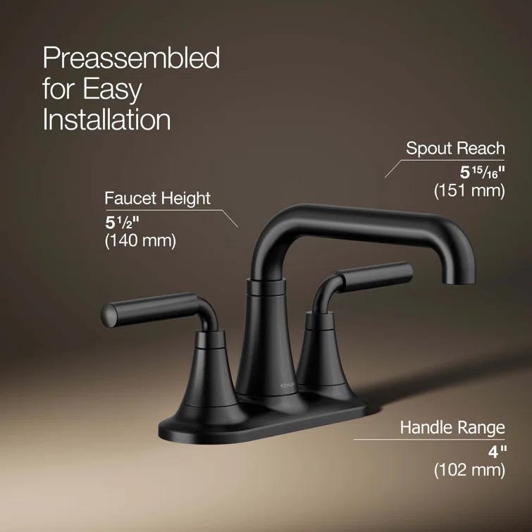 Tone Two-Handle Centerset Bathroom Sink Faucet with Clicker Drain, 1.2 GPM