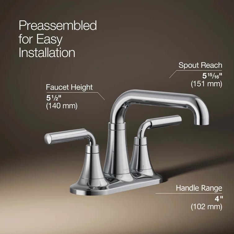 Tone Two-Handle Centerset Bathroom Sink Faucet with Clicker Drain, 1.2 GPM
