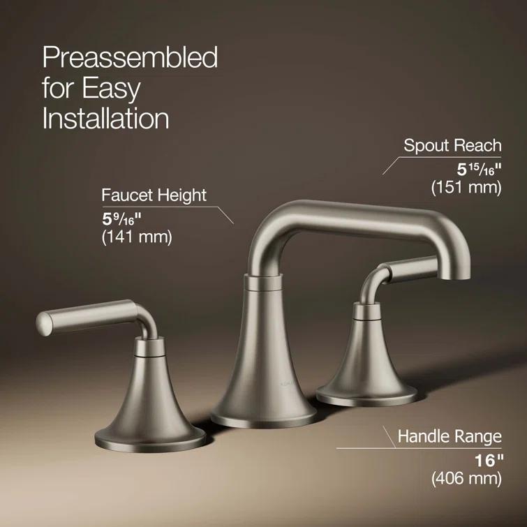 Tone Widespread Bathroom Sink Faucet, Three-Hole Bathroom Faucet with Clicker Drain, 1.2 GPM