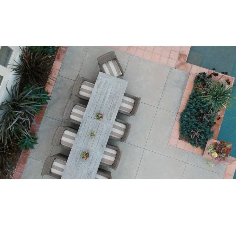 Brown Teak Extendable Outdoor Dining Table with Leaf Storage