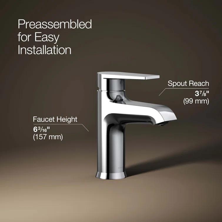 Kohler Hint Single-Handle Bathroom Faucet with Pop-Up Drain Assembly, One Hole Bathroom Sink Faucet, 1.2 gpm