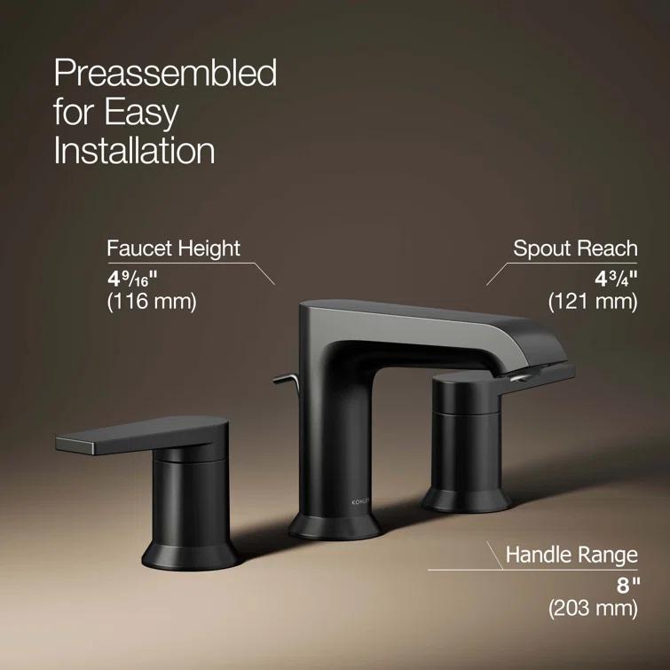 Kohler ® Hint ® Widespread Matte Black Bathroom Sink Faucet