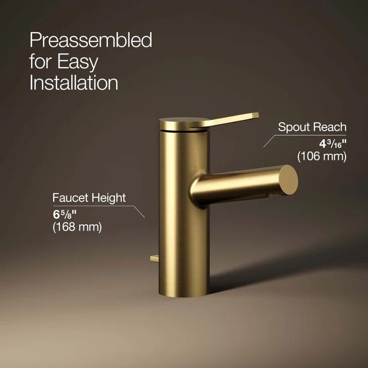 Kohler Elate Single-Handle Bathroom Faucet with Pop-Up Drain Assembly, One Hole Bathroom Sink Faucet, 1.2 gpm