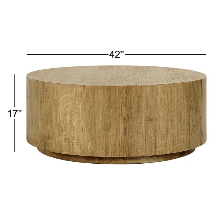 Classic Home Layne 42" Round Coffee Table in Light Brown