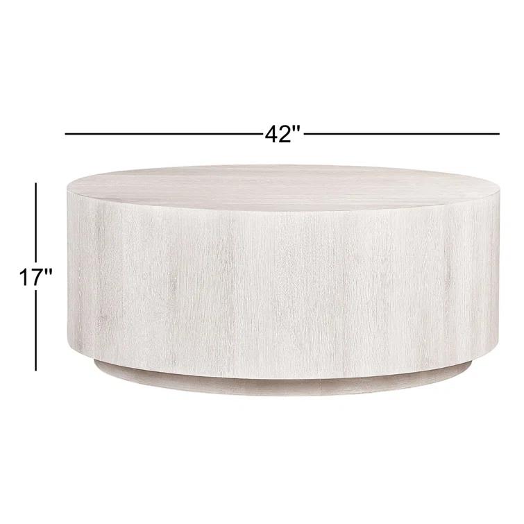Layne 42" Round White Wash Oak Coffee Table