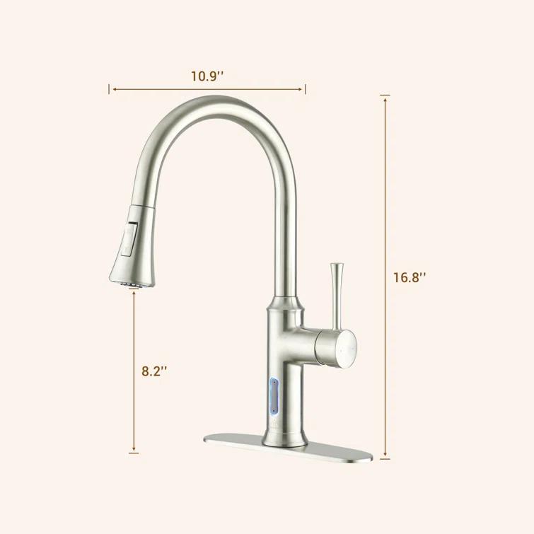 Willow Smart Faucet Touchless Pull Down Sprayer Kitchen Faucet with Voice and Motion Control