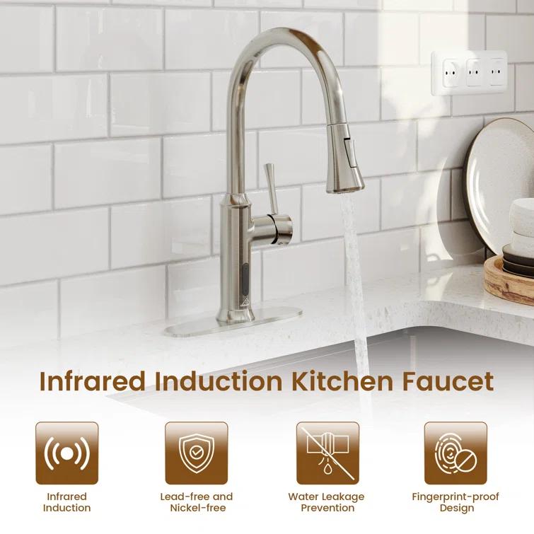 Willow Smart Faucet Touchless Pull Down Sprayer Kitchen Faucet with Voice and Motion Control