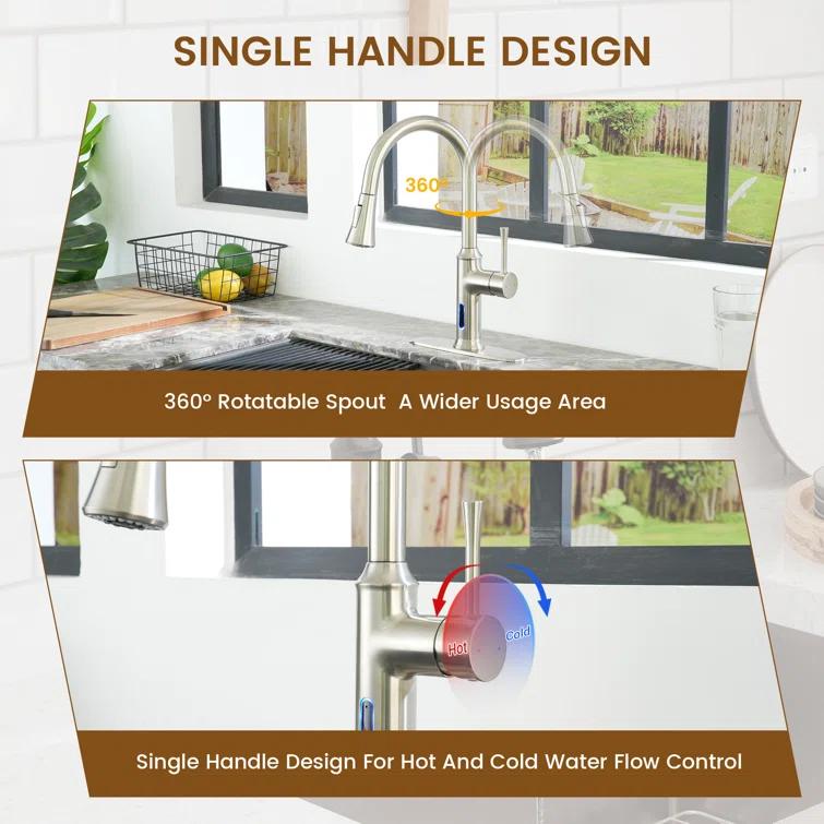 Willow Smart Faucet Touchless Pull Down Sprayer Kitchen Faucet with Voice and Motion Control