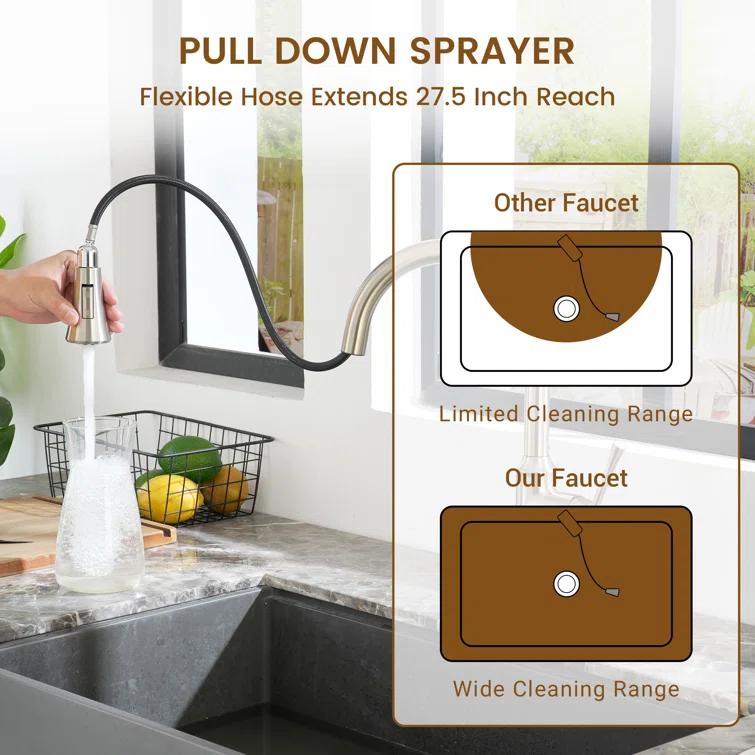 Willow Smart Faucet Touchless Pull Down Sprayer Kitchen Faucet with Voice and Motion Control