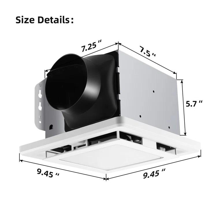 110 Cfm Quiet Bathroom Exhaust Fan With Light, 6500K 800Lm Household Ventilation Fan Light Combo, Energy Saving Ceiling Mount, Multipurpose Bath Extractor Fan, Easy To Install