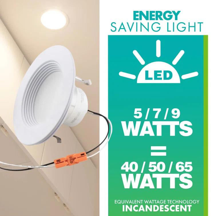 4-inch White Field-Adjustable Downlight Integrated LED Recessed Kit, 2700K Soft White to 5000K Daylight, 4-pack