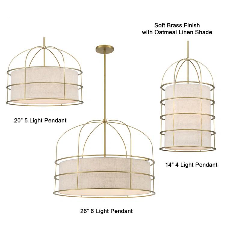 2154-695-Minka Lavery-Gateway Park - 4 Light Pendant-23.5 Inches Tall and 14 Inches Wide-Soft Brass Finish