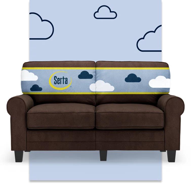 Serta Copenhagen 61" Rolled Arm Sofa, Easy Care Fabric, Soft Pillow Back, Pocket Coil Seat Cushions