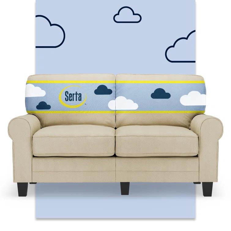 Serta Copenhagen 61" Rolled Arm Sofa, Easy Care Fabric, Soft Pillow Back, Pocket Coil Seat Cushions