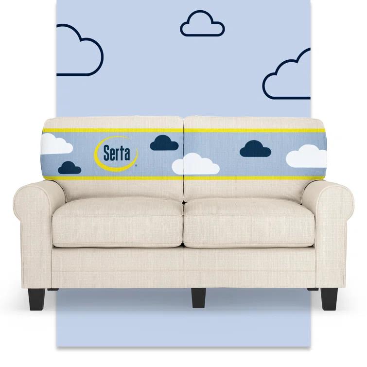 Serta Copenhagen 61" Rolled Arm Sofa, Easy Care Fabric, Soft Pillow Back, Pocket Coil Seat Cushions